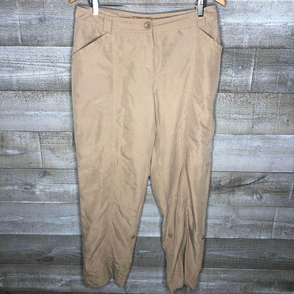 Ellen Tracy beige modal convertible lightweight pants